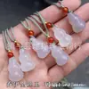 Pingente de Ágata Calcedônia Lua Branca, Pingente de Calcedônia Guanyin Buda Gelo Transparente Gelo Branco, Amuleto Sem Preocupações, Colar de Ágata Fivela da Paz