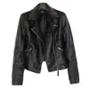 Chaqueta de cuero corte ajustado corta talla grande adelgazante casual moda forrada de polar abrigo pequeño de una pieza entrega en stock