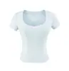 26076-2026 Estilo Novo Primavera/Verão Top Casual Puro Desejo com Decote V para Mulheres, Camiseta Sexy de Manga Curta com Caimento Justo