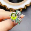 Atacado de Fábrica Popular Anel de Peridoto Natural Prata S925 Pedra Principal Inlaid 8*10 Joia de Luxo Venda Direta da Fábrica