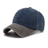 Chapéu de Algodão Lavado Color Block Transfronteiriço para Homens, Logo Personalizado, Boné Vintage Dad Europeu e Americano, Aba Solar Macia, Boné de Baseball