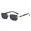 Gafas de sol sin montura con borde cortado, Protección solar, Protección UV, Gafas de sol de alta gama para conducir, Gafas de sol de moda de metal