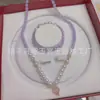 Collar de Perlas de Calcedonia Violeta Natural Nuevo Estilo Chino Estilo Retro Cadena para Clavícula de Jade Set de Collares