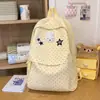 Mochila Escolar Fofa de Bolinhas com Coelho Estilo Japonês para Alunos do Ensino Fundamental II e Médio, Mochila Fresca e Doce para Sair e Fazer Compras