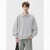 Tendencia de Moda Otoñal para Hombre Color Sólido Versátil Camisa Polo de Cuello Reversible para Adolescentes Estilo Universitario Sudadera Sencilla sin Capucha