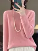 Suéter de Gola Alta Pesado 100% Lã Pura Ready-To-Wear de Alta Qualidade para Mulheres, Outono e Inverno, Emagrecimento, Quente, Versátil