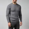 Suéter de punto trenzado para hombre 2026, cuello redondo, ajuste slim, elástico, manga larga, Otoño Invierno, Capa interior de negocios, Capa base