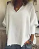 2023 Amazon AliExpress Estação Independente Blusa Solta com Decote V e Mangas Bufantes