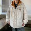 Chaqueta de Algodón Falsa de Dos Piezas Estilo Japonés para Hombre, Abrigo de Algodón Grueso Holgado con Capucha para Invierno, Chaqueta de Algodón Versátil de Bloques de Color de Moda para Pareja