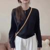 Cardigan de Tricô Casual Versátil Cor Sólida Novo Estilo Outono com Zíper para Mulheres, Caimento Solto, Emagrecedor, Gola Redonda, Casaco Suéter de Manga Longa