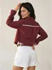 2026 Amazon Transfronterizo OZON Nuevo Cárdigan Camisa Casual Holgado de Hombros Caídos con Retazos de Encaje Rayado para Mujer