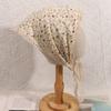 Turbante floral pequeno francês, turbante de rosas estilo pastoral para adultos e crianças, turbante triangular de renda fresca e doce