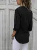 Estilo Nuevo Transfronterizo Europeo y Americano Otoño 2025 Camisa de Gasa con Botones de Cuello en V Profundo para Mujer Estilo Nuevo Transfronterizo Europeo y Americano