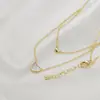 Collar de Concha con Forma de Corazón de Moda Estilo Coreano para Mujer 2023 Nueva Llegada Cadena de Clavícula Doble Capa Corazón Cadena de Collar Sencilla Versátil de Moda