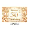 Novos adereços de decoração de aniversário transfronteiriços: Bandeiras decorativas de poliéster 100D, tecido para fundo de aniversário, faixas e dísticos personalizados