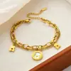 Serie de Pulseras de Acero de Titanio Estilo Coreano Pulsera de Trébol de Cuatro Hojas para Mujer, Moderna y Versátil, Pulsera de Acero de Titanio de Gama Alta, Joyería que No se Desvanece