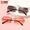 Gafas de sol de moda europeas y americanas 2021 sin montura Gafas de sol con adornos de diamante Gafas de sol de caja cuadrada para mujer UV400