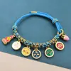 Pulsera de Flor de Durazno de los Cinco Dioses de la Riqueza Estilo Tíbet, Cordón Tejido a Mano Nudo de Flor de Durazno, Pulsera Thangka de Cuerda Multicolor Estilo Étnico