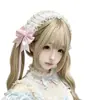 Exquisita diadema de lazo de nicho, accesorio fotográfico femenino con temática de pastel, diadema Lolita con ribete de encaje, accesorio para el cabello