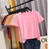 Pinduoduo Roupas Femininas Estilo Coreano 2020 Novo Tecido de Seda Leite Cor Sólida Slim Fit Top Camiseta de Manga Curta Comércio Exterior Multicolorido