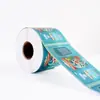 Rollo de pegatinas transparente PET autoadhesivas e impermeables con logo de empresa personalizado y lámina dorada, para empaque de velas