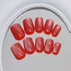 Estilo Fashion Cat-Eye Cintilante Cor Rubi Mancha de Vinho, Pontas de Unha Curtas Destacáveis Estilo Europeu e Americano Elegantes e que Realçam a Pele, 24 Peças