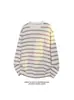 Chegada Nova Outono 2026 Estilo Hong Kong Branco Tamanho Grande Listrado Gola Redonda Camiseta M-5X HT26727-Especial P26