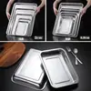 Plato Cuadrado Engrosado de Acero Inoxidable, Plato para Cocinar al Vapor, Plato para Barbacoa, Plancha de Hierro Comercial y Doméstica, Plato para Cena, Plato para Empanadillas, Plato para Verduras, Bandeja, Dropshipping