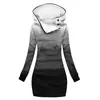 [Procesamiento Personalizado] Gabardina Gruesa de Invierno con Capucha Estilo Europeo y Americano, Impresión Digital 3D para Mujer, Longitud Media