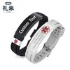 Pulsera Médica de Advertencia para Hombre de 14 MM Grabado de Corrosión Pulsera de Acero Inoxidable de Silicona Venta Caliente Transfronteriza en Europa y América