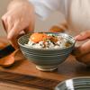 Importado de Japón Cuenco de Arroz Teñido Antiguo Cuenco de Sopa Doméstico Individual Alto Pequeño Cuenco Color Bajo Esmalte Cerámica Vajilla Cocina Japonesa
