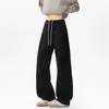 Calças de Corte Reto Novo Estilo Versátil Outono Americano Simples Pesadas Marca Tendência Calças de Moletom Esportivas Masculinas Casuais Cinza Escuro