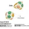 Anillo de Flor Tridimensional Colorido con Goteo de Aceite de Diseño de Nicho, Estilo Elegante para Mujer, Anillo Exagerado de Moda Retro Europeo y Americano
