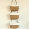 Cesta de armazenamento de bolsa suspensa de corda de algodão cesta de armazenamento cosmético de três camadas montada na parede estilo japonês cesta de utilidades para hall de entrada bolsa suspensa trançada