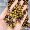 Natural Tiger Eye Stone Blue Gold cristal roxo semi-preciosa pedra meio buraco contas soltas contas redondas orelhas tachas DIY joias artesanais