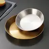 Placa Lisa Espessa de Aço Inoxidável para Café da Manhã em Casa, Uso Comercial para Frango Frito e Batatas Fritas, Prato de Apresentação de Metal Estilo Ins
