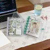 Cuaderno de Hojas Sueltas Estilo Japonés A7M5 de un Botón Cubierta Blanda de PVC Morado Cian Planificador Transparente Cubierta de Estrella Láser