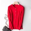 Outono e Inverno Novo 100% Lã Cardigã Feminino Gola Redonda Estilo Coreano Simples Curto Solto Suéter Jaqueta de Manga Longa plus size