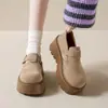 Tendência 2026 Outono Novos Mocassins Slip-on Sola Grossa Sapatos Birkenstock Retrô Aumentadores de Altura Femininos Birkenstock Planos de Duas Vias