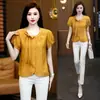 Camisa Feminina Elegante Estilo Coreano de Manga Curta, Novo Modelo de Verão, Estilosa e Versátil, Blusa Rejuvenescedora para Figuras Baixas