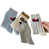 Calcetines de Gato Manzana Caricatura Estilo Coreano para Mujer Calcetines Verticales de Longitud Media Ins Tendencia Estilo Japonés Lindos Calcetines Estilo Universitario para Primavera y Otoño