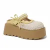 Sapatos Respiráveis Vazados 2026 Verão Novo Plataforma Casual Aumenta Altura Sola Grossa Sandálias Mule Fechadas para Mulheres