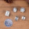 Plata de Pie S999 Viento Nacional Seis Palabras Verdad Tianzhu Cinco Elementos Cuenta Barril Plata Dura 3D Retro Moda Nacional DIY Accesorios Pulsera de Mano