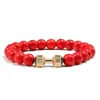 Novo bracelete hexagonal turquesa fosco com contas, pulseira de contas de halteres da moda, corda elástica, pulseira de liga metálica de vários tamanhos