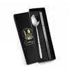 Colher de Aço Inoxidável Longa L Colher Coreana Doméstica para Sopa Colher para Mingau Utensílios de Mesa Colher Redonda Colher para Arroz Colher Garfo Hashi Caixa de Presente