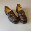 Mocasines de Cuero de Vaca con Suela Gruesa de Camelia para Mujer 2025 Nuevo Estilo Piel Genuina Retro sin Cordones Zapatos de Cuero Estilo Británico