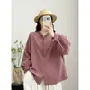 Elegante y artística camisa de gasa de algodón con mangas de encaje para mujer, nuevo estilo de otoño, moderna, rejuvenecedora, adelgazante, camisa casual al por mayor