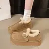 Zapatos Birkenstock Cálidos de Suela Gruesa para Aumentar la Altura con Plus-terciopelo, Zapatos de Mujer Peludos sin Cordones, Nuevos Botas de Nieve de Invierno 2026, Zapatos de Algodón