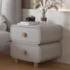 Mesita de noche Estilo Crema Nuevo Hogar Dormitorio Mesita de Noche de Cuero Simple Moderna Sin Instalación Pequeño Gabinete de Almacenamiento
