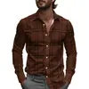 Camisa de Hombre a Cuadros y Rayas Primavera Un Botón Diseño de Solapa 2025 Ligera Corte Holgado Moda
